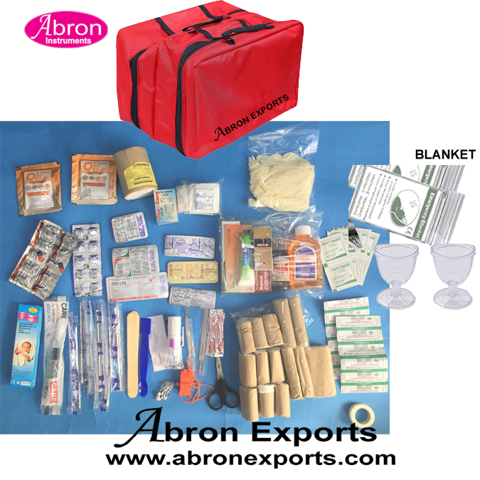 First Aid Kit 220 Pieces bag Includes 2xEyewash Instant Cold Pack Emergency Blanket for Travel Home Office Vehicle Abron GA-K2H 